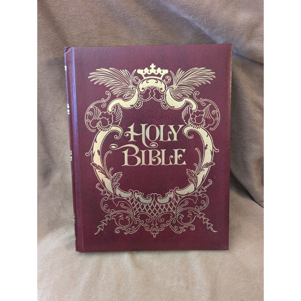 A.J. Holman Holy Bible King James Version Pictures Red/Gold Embossed VTG